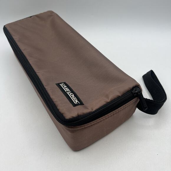 Case Logic 15 Cassette Tape Storage Case Wrist Strap Brown Nylon Tote Carry 12" - Picture 2 of 7